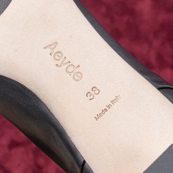 Aeyde Women Rhea Chiseled Black Leather Back Zipper Knee Boots sz 7US EUR38 - Picture 6 of 10